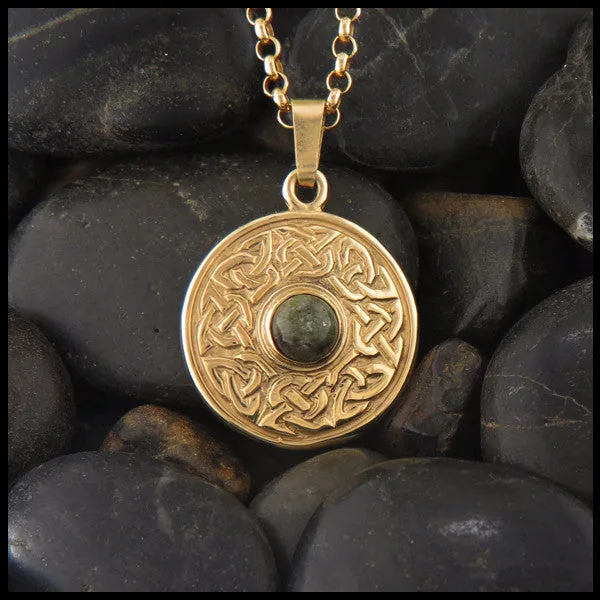 Wheel of Life Pendant in Gold with Gemstone