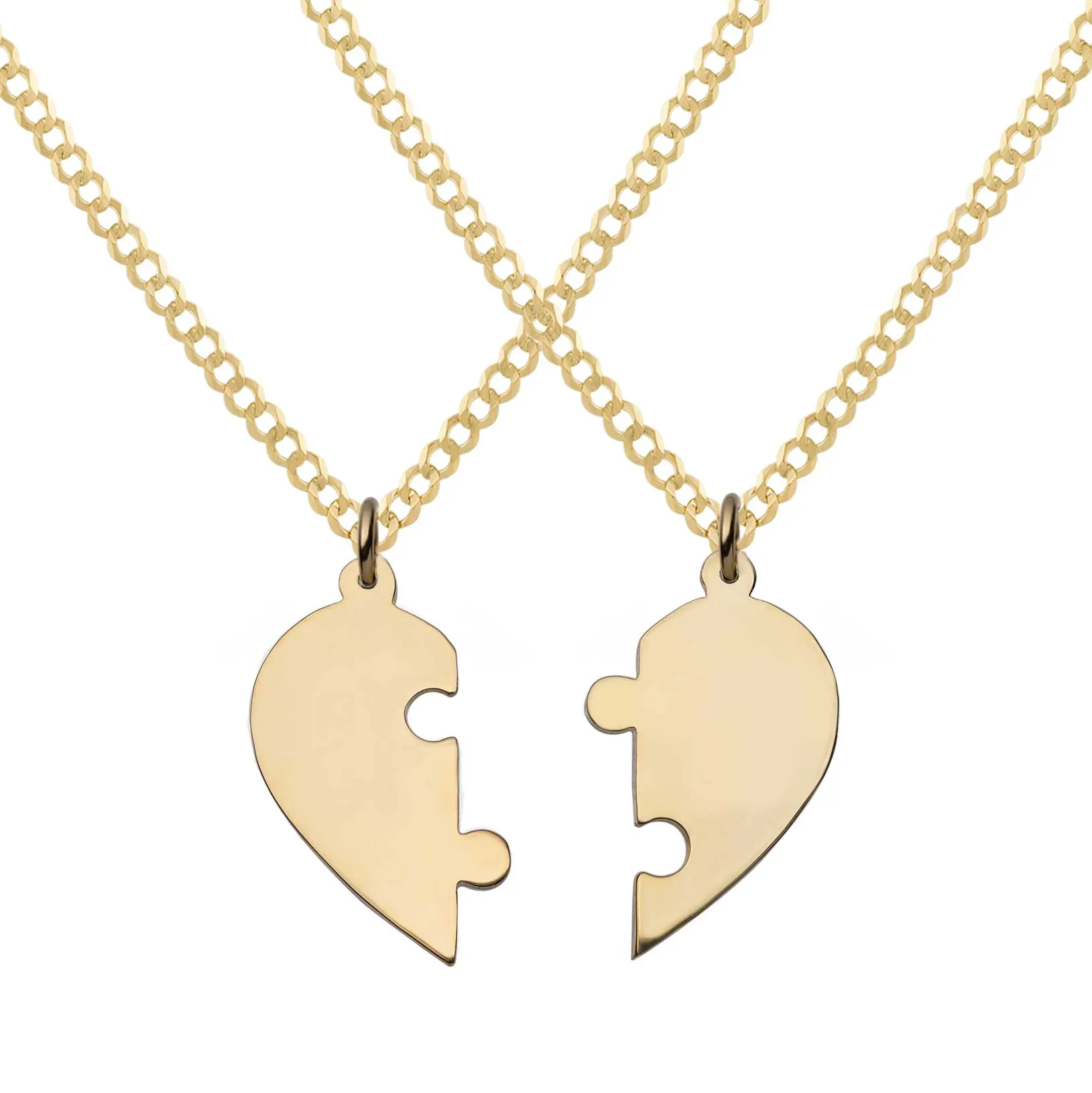 Women's Couple's Diamond Heart Name Plate Necklace 14K Gold - Style 156