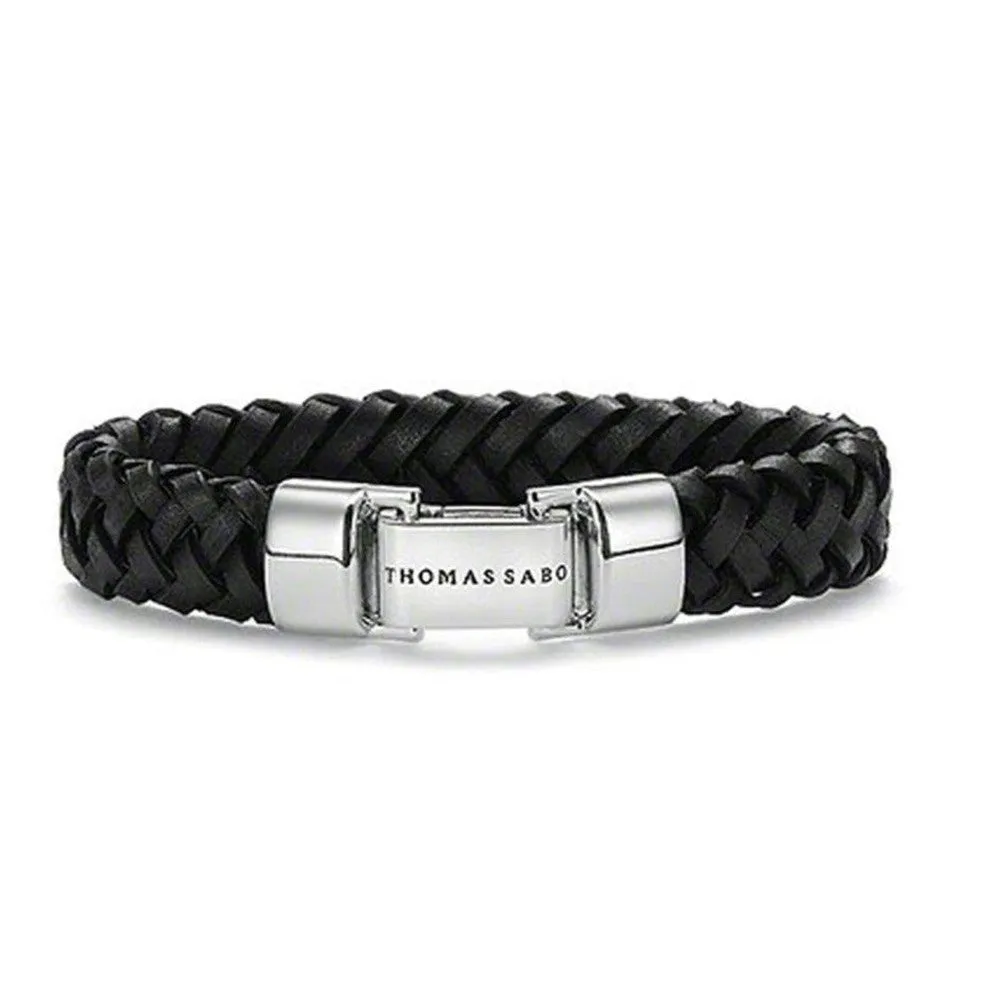 Woven Leather and Silver Bracelet